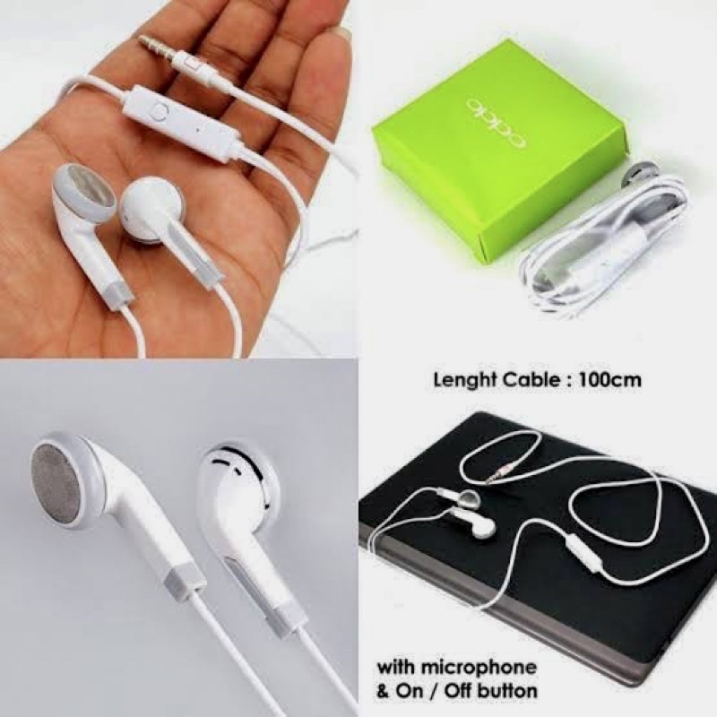 Earphone oppo Bass Stereo + Microphone Headset oppo F5 F7 F9 F11 Pro A5S A37 A39 A71 A83 A52 A92 A33 A55 (MH/136)