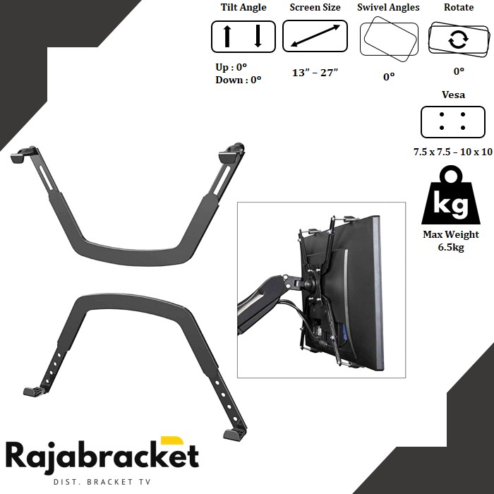 Vesa Monitor 17 - 27 inch, Bracket Monitor Vesa Extended for Monitor Without Vesa (Clamp)