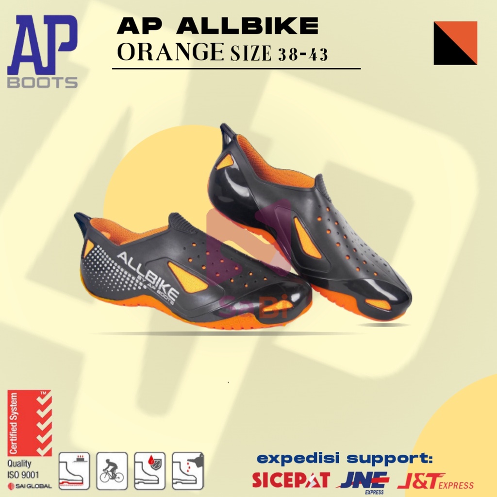 Sepatu Bikers AP BOOTS AP ALLBIKE ORANGE SEPEDA FASHION SEHARI-HARI/sepatu gowes pria/sepatu karet