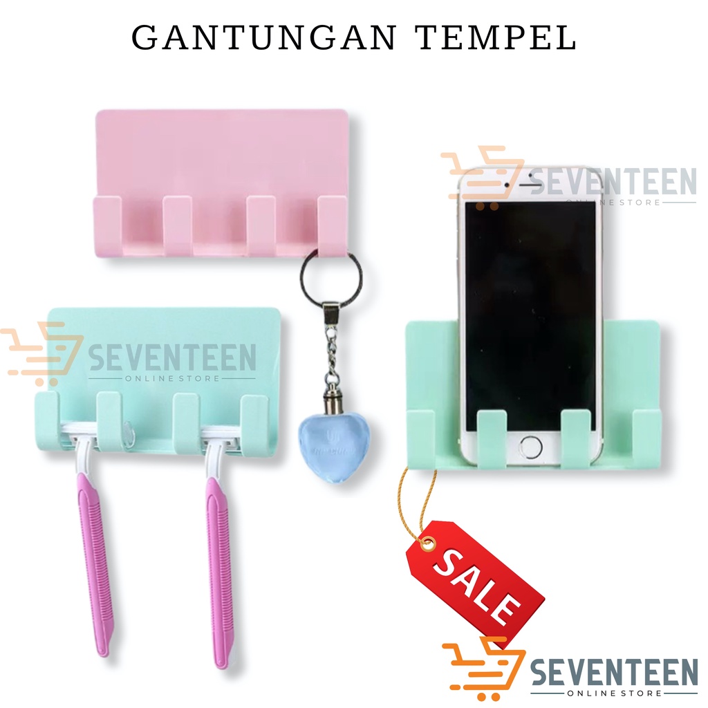 SEVENTEEN GANTUNGAN TEMPEL HOOK 4 KAIT GANTUNGAN BAJU TEMPEL GANTUNGAN KUNCI CANTOLAN SERBAGUNA HANGER 4 KAIT