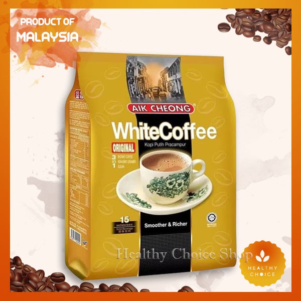 

AIK CHEONG WHITE COFFEE ORIGINAL 3 IN 1 SMOOTHER & RICHER ISI 15 IMPORT MALAYSIA