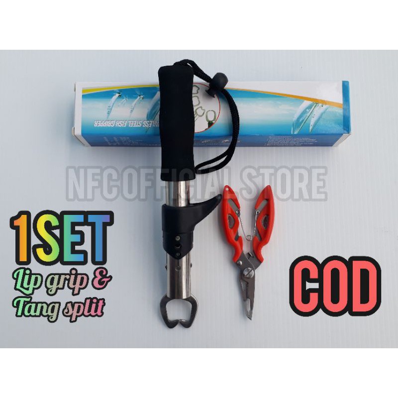 MURAH, 1set Alat penjepit mulut ikan / lip grip + Tang mancing split ring (cutting line / potong)