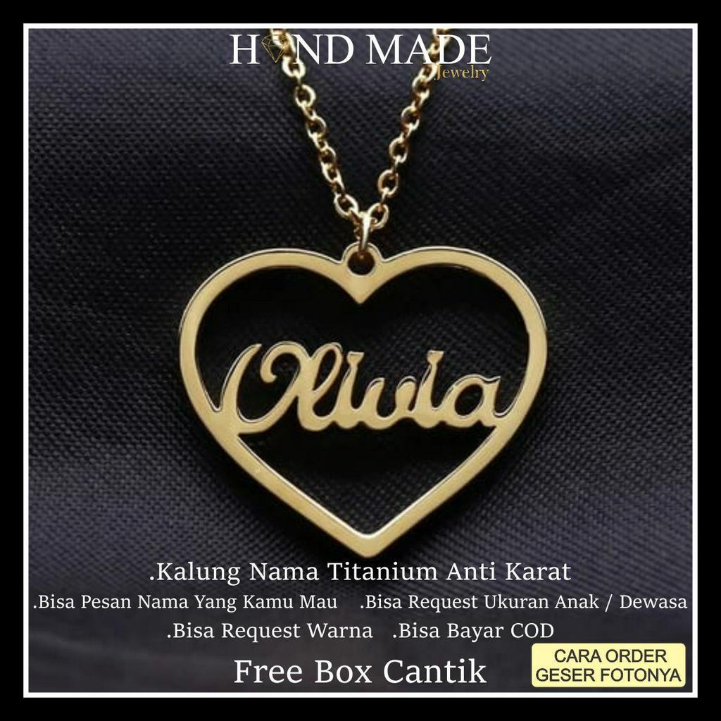 kalung nama titanium anti karat anak dewasa kalungnama aksesoris wanita necklace titanium aksesoris fashion