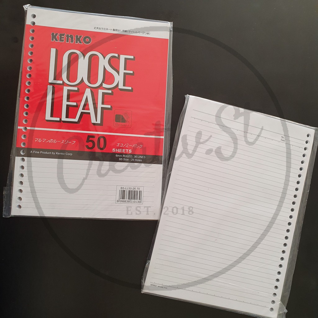 

KENKO Loose Leaf B5 50 Lembargaris 26 Ring Isi Binder