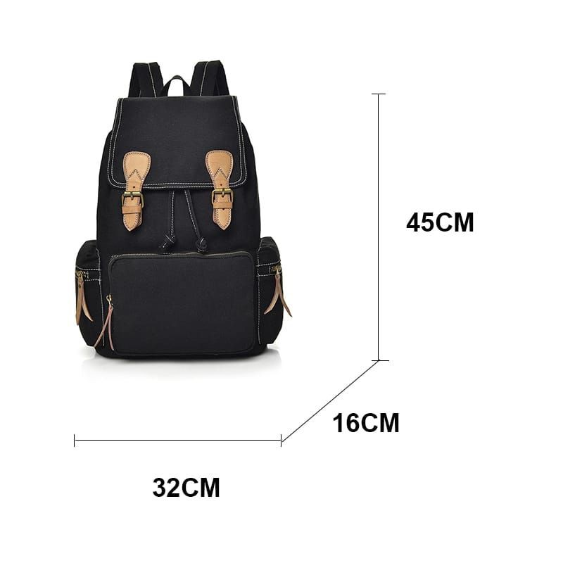 Tas Kanvas Tas Ransel Canvas Laptop bahan import kapasitas Ransel Hitam Kanvas Pria Wanita Tas Punggung Sekolah Pelajar Perguruan Tinggi untuk Remaja Ransel Kasual Mochila Ransel Harian Travel