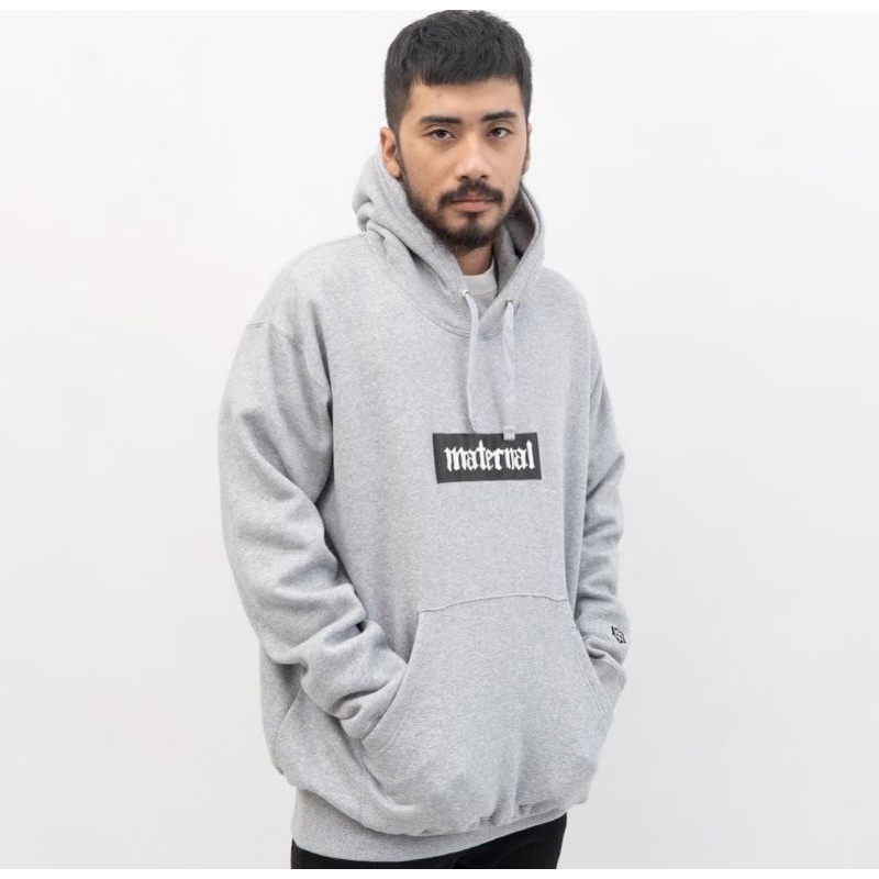 Maternal Disaster Sweater Hoodie Pria Distro Maternal Warna Abu Misty Motif Simpel Fleece Tebal Prem