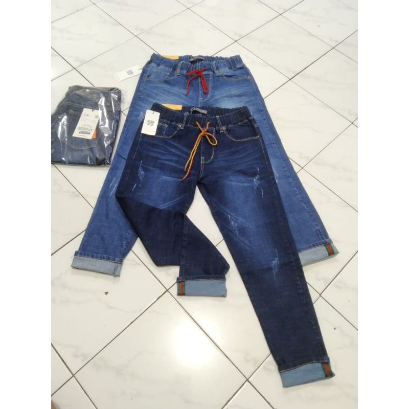 READY CELANA JUMBO RIPPED PINGGANG KARET LIPAT BAWAH SIZE 31 SAMPAI 38