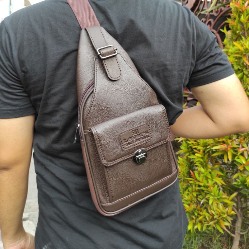 Tas kulit  Pu slempang pria big size