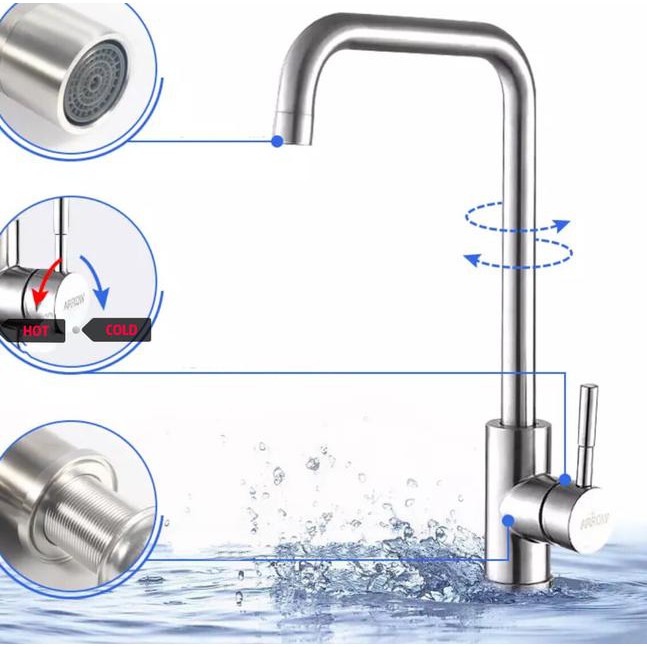 z8 Kran  wastafel  panas dingin sus 304 cuci tangan dapur  