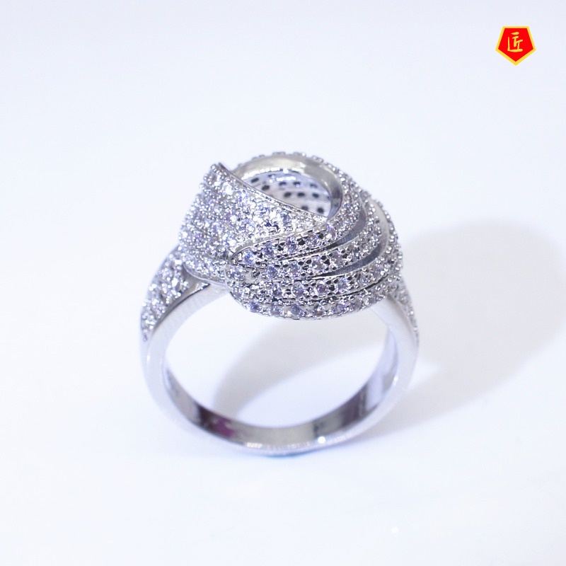 [Ready Stock]Fashion Luxury Creative Winding Full Diamond Ring