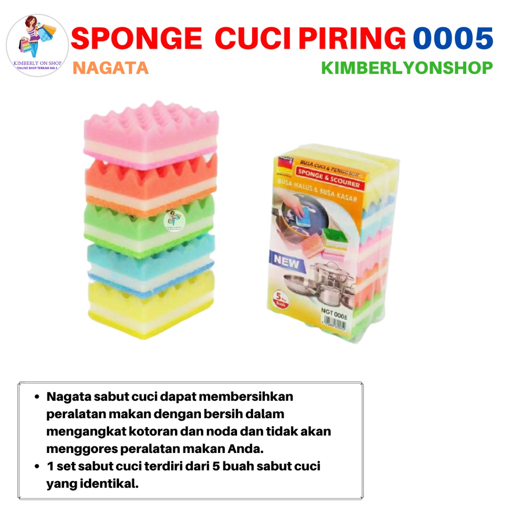 Sponge Cuci Piring Isi 5 Pcs 0005 Nagata