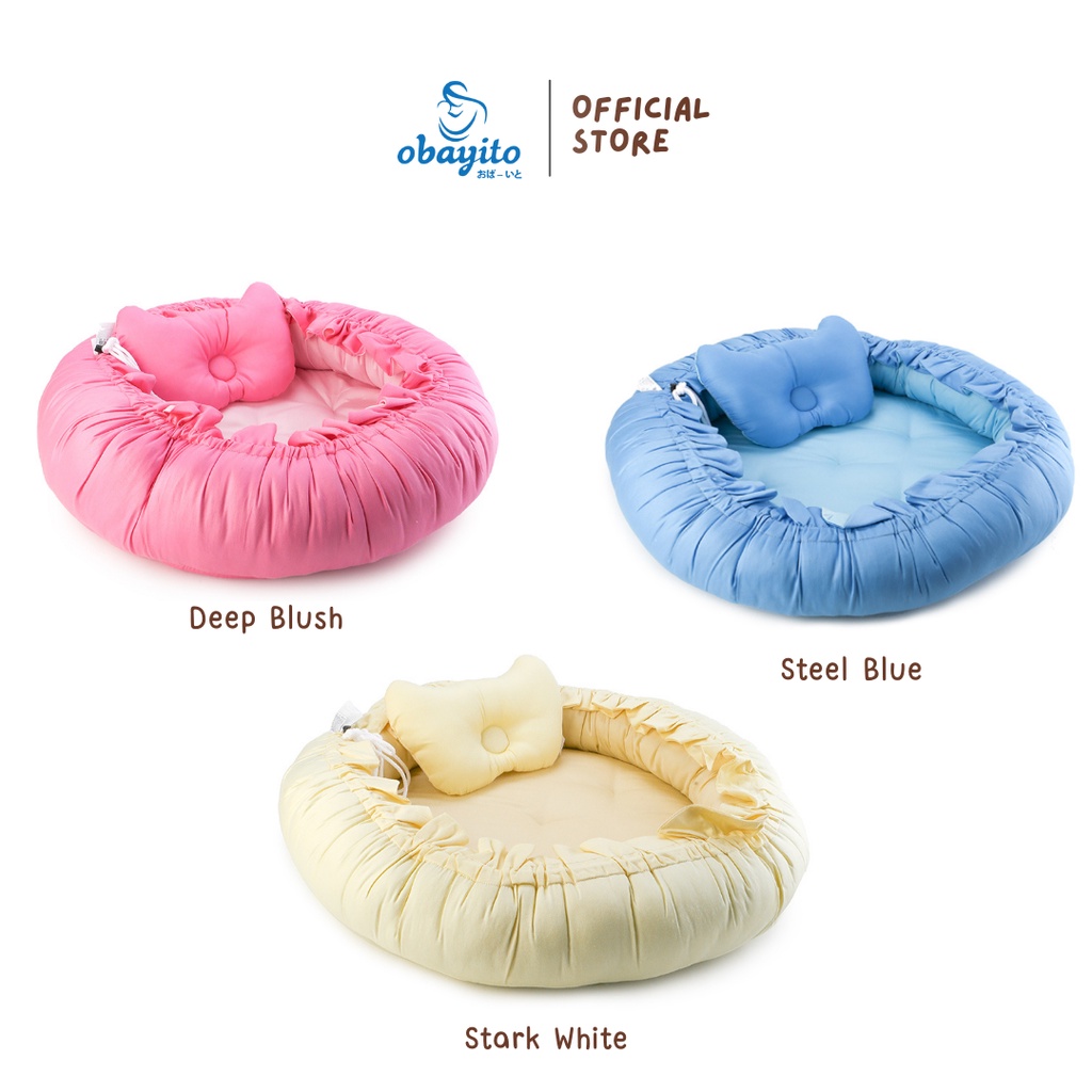 Obayito Round Babynest (Kasur Kolam Bulat) Bahan Katun Satin Jepang / Double Layer Terbaik