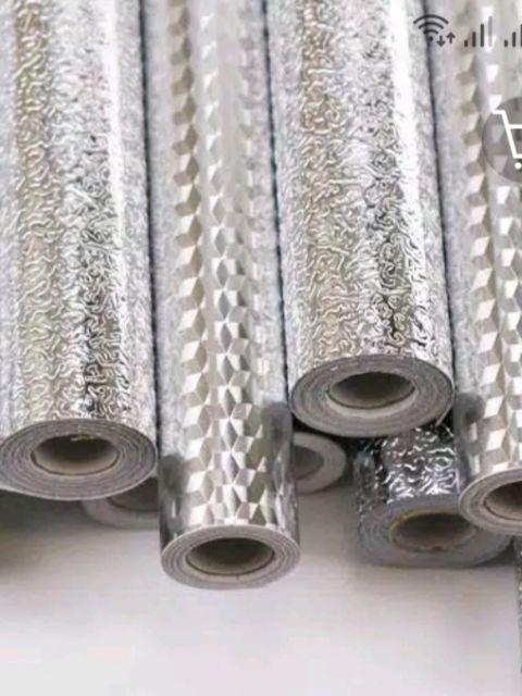 ? Hws Stiker Dinding Anti Air / Minyak Removable Bahan Aluminium Foil Untuk Dapur