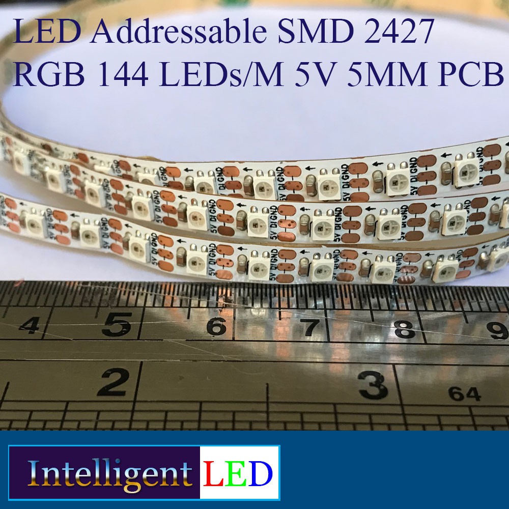 LED Addressable SMD 2427 RGB 144 LEDs/M 5V 5MM WHITE PCB