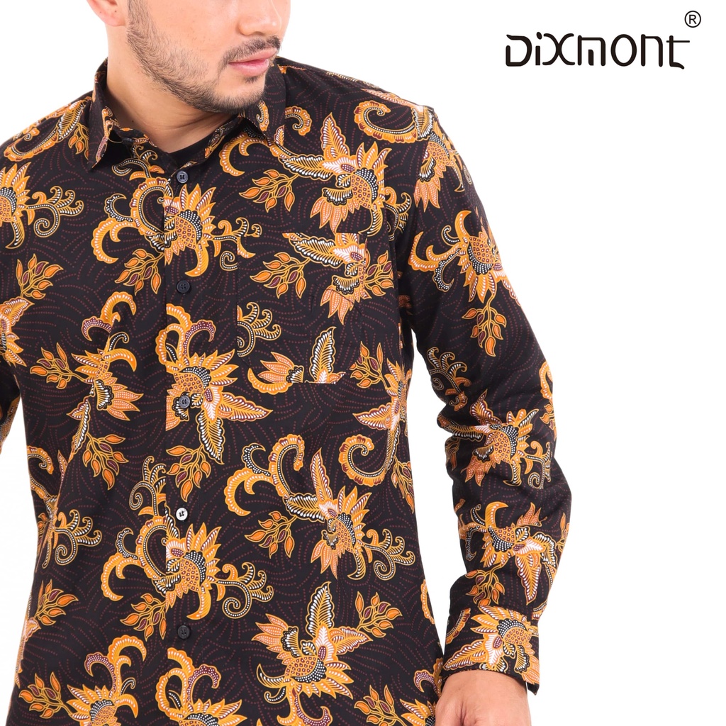 Dixmont Kemeja Batik Pria Basic Formal Lengan Panjang Hem BL01121