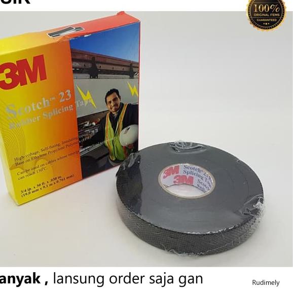 ➢ Isolasi Karet Kabel Listrik ac/Rubber Tape 3m Tahan Air SCOTCH 23 ➮