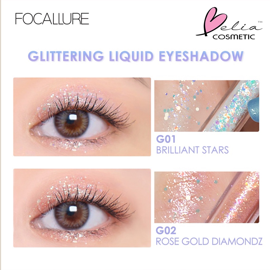 ❤ BELIA ❤ FOCALLURE Glittering Liquid Eyeshadow FA195 | Starlight Liquid Eyeshadow Shimmer Eye makeup | BPOM