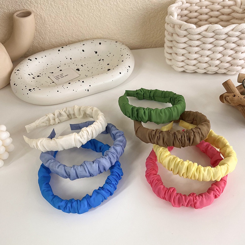 BANDO KAIN KERUT WARNA POLOS BENDO WANITA KOREA SOLID COLOR LEMBUT HEADBAND HAIRBAND KOREAN HEAD HAIR BAND AKSESORIS RAMBUT SCRUNCHIE LEBAR WIDE PASTEL COLOR SOFT