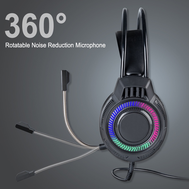 ColorCoral Headset Gaming Stereo Sound Wired Headphone with Mic Microphone Noise Canceling LED Henset Pink Hitam