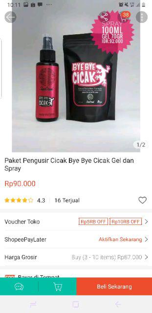 Paket Pengusir Cicak Bye Bye Cicak Gel Dan Spray