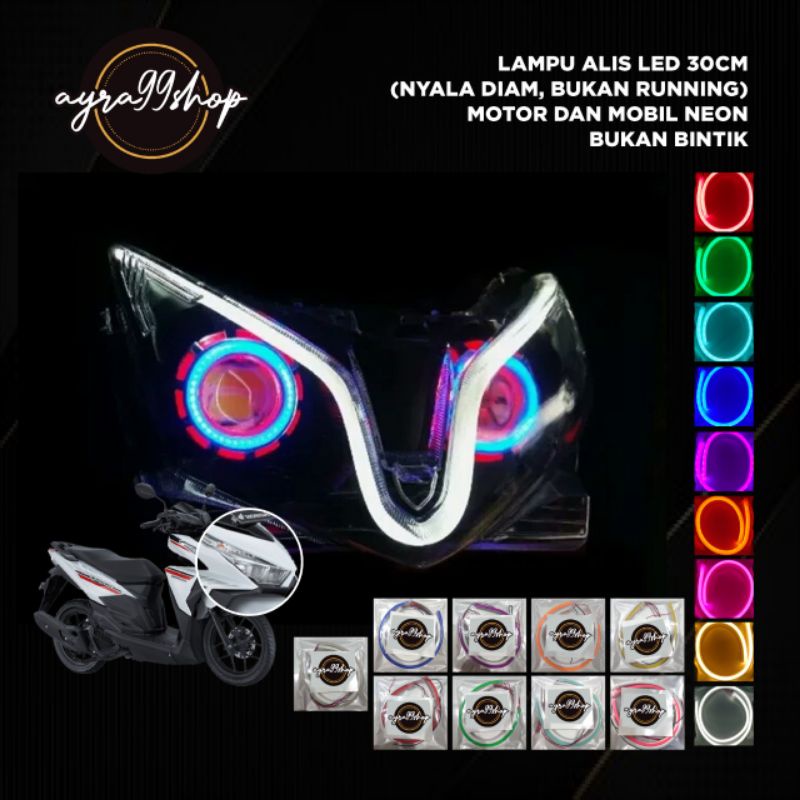 LAMPU  ALIS LED 15cm dan 30CM (NYALA DIAM, BUKAN RUNNING) MOTOR DAN MOBIL NEON BUKAN BINTIK