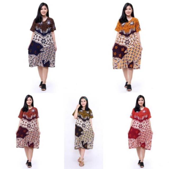 Daster Batik Lengan Pendek - Motif Acak / Campur - Lehar Kancing