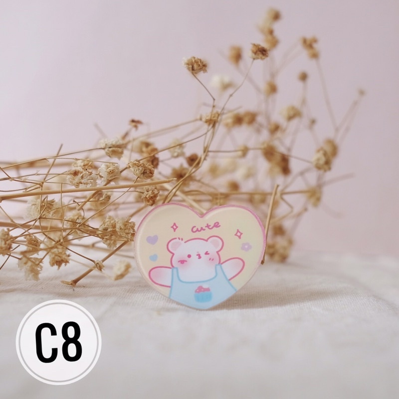 Mores Pin Akrilik Lucu Aksesoris Seri C (Animal) untuk Tas Cute Pin Brooch Pin Bros Acrylic Korean Style