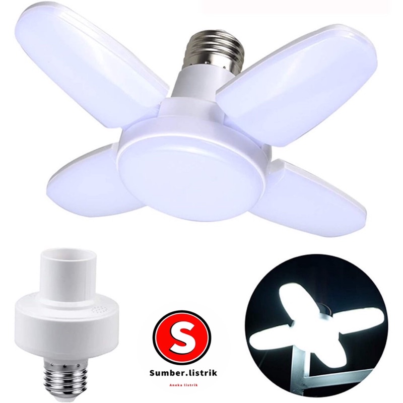 Lampu 4+1 Baling Mini Fan Blade 28watt 6500k Led Light Bulb Lampu Bohlam