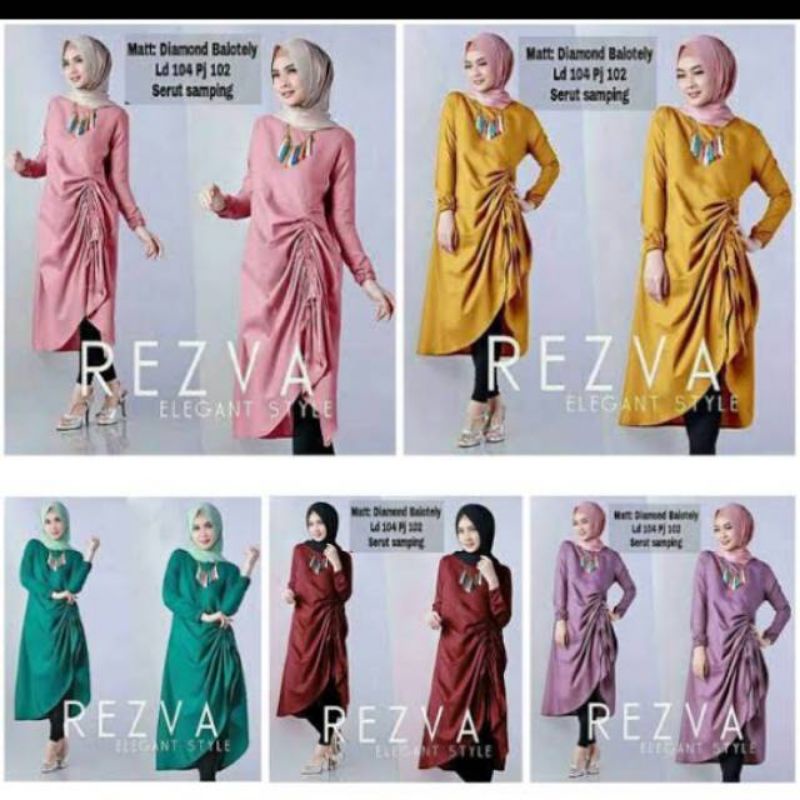 Rwzva tunik atasan wanita fashion muslim