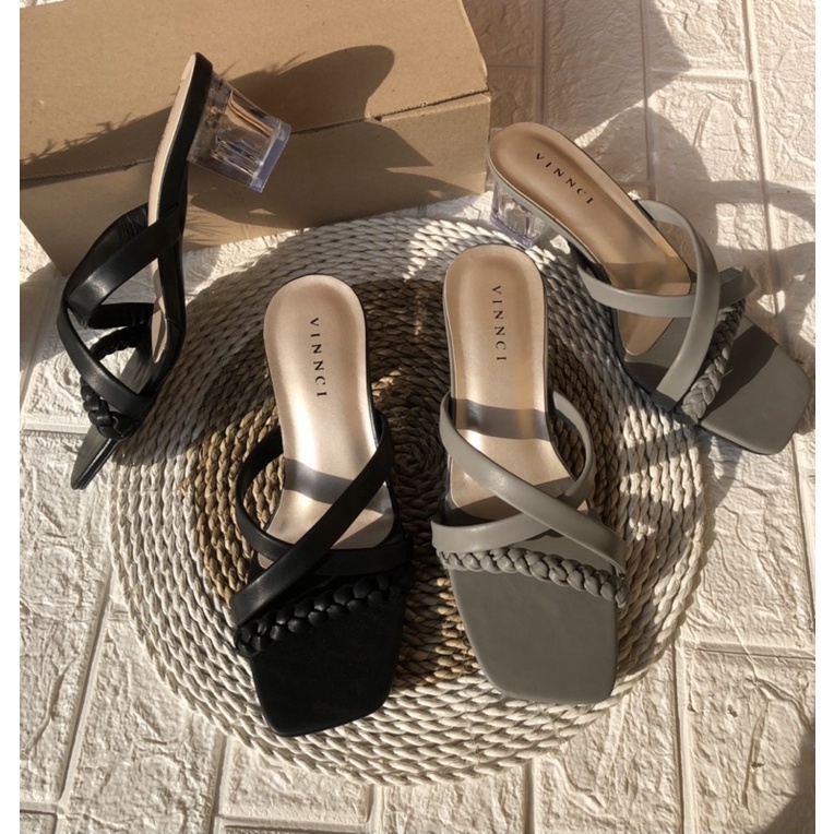 Vinnci heels kaca || heels kekinian wanita || heels wanita murah