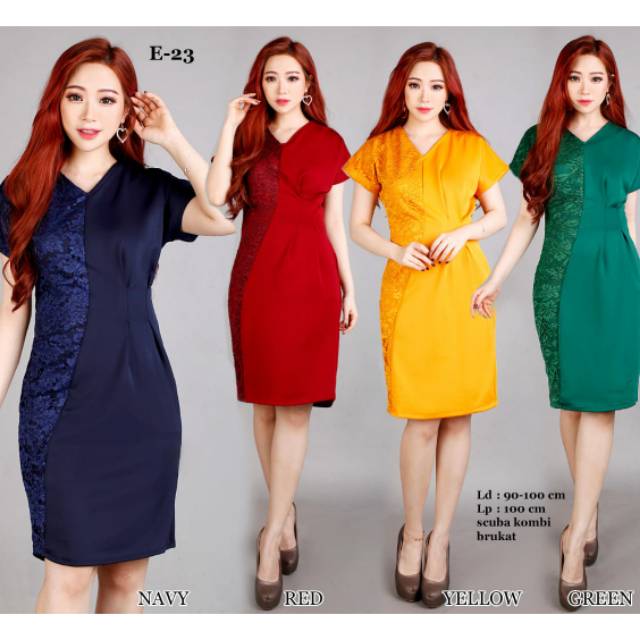 Dress scuba. Mix brukat.