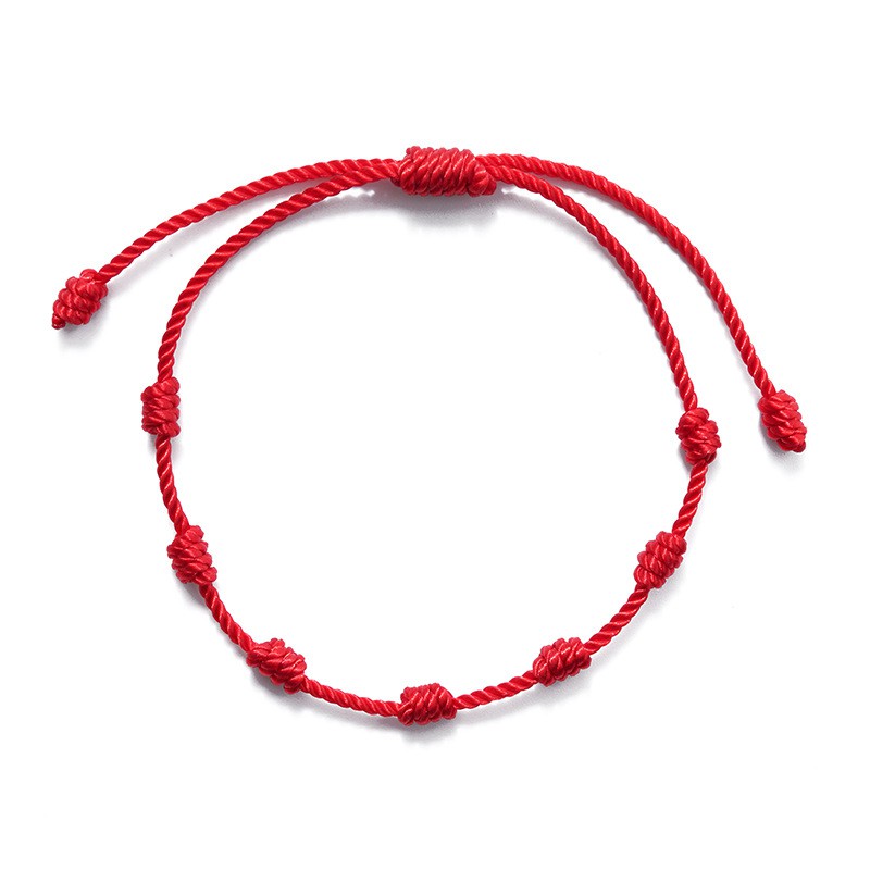 Red string of fate 7 knots red string lucky friendship woven adjustable paper card bracelet