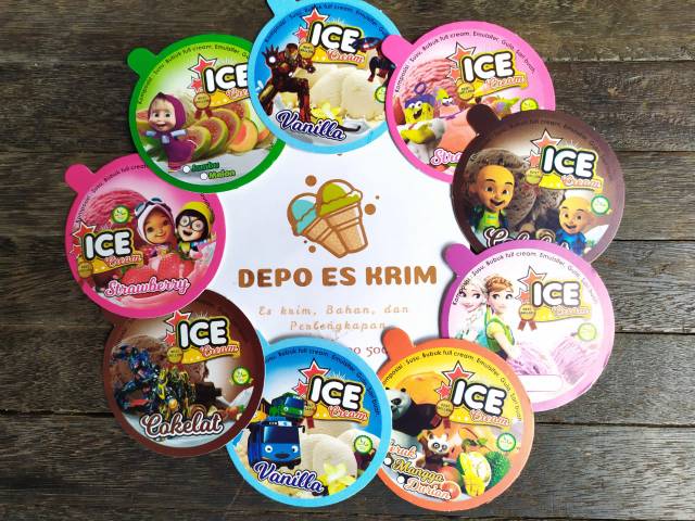 Tutup Cup Es Krim 50ml 60ml 100ml Motif Kartun Ada Varian Rasa (Ice Cream)