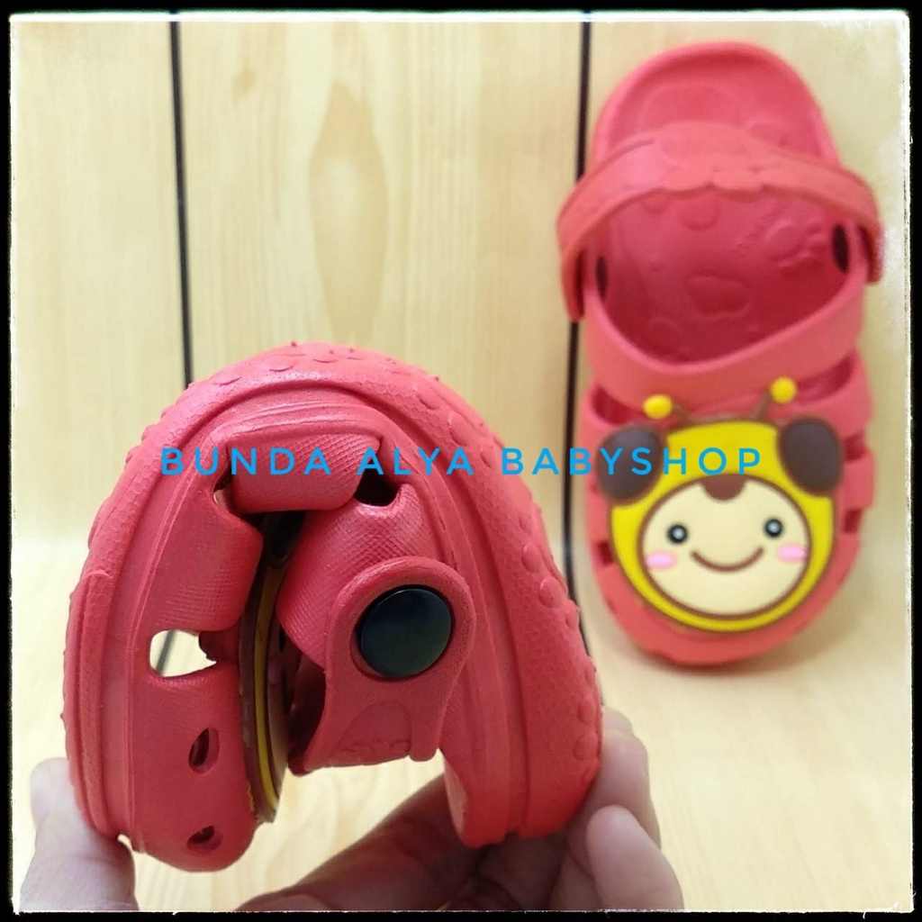 Sandal Anak Perempuan Karet Usia 3 4 Tahun MERAH - Sendal Anak Elastis Karet Anti Licin Motif Lucu Size 26 - 29