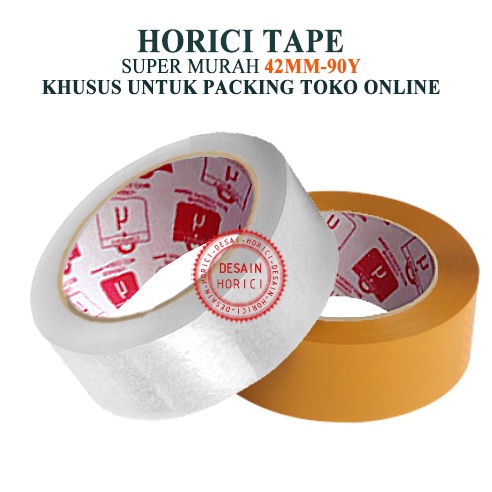 HORICI TAPE 42mmx90Y KHUSUS UNTUK PACKING TOKO ONLINE MURAH / FULL PANJANG LAKBAN BENING DAN COKLAT ISOLASI