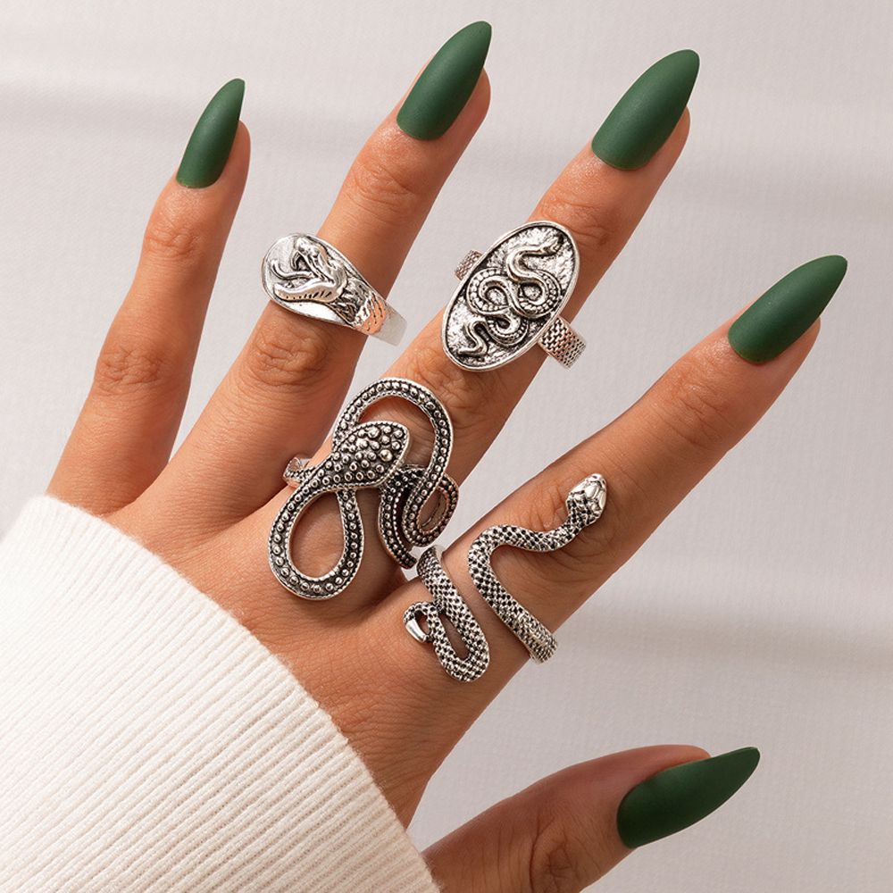 Needway  13pcs/set Women Jewelry Accessories 5pcs/set Korean Style Finger Ring Snake Ring Set Couple Fashion 7pcs/set Exaggerated Unique Personality Finger Buckle Sets