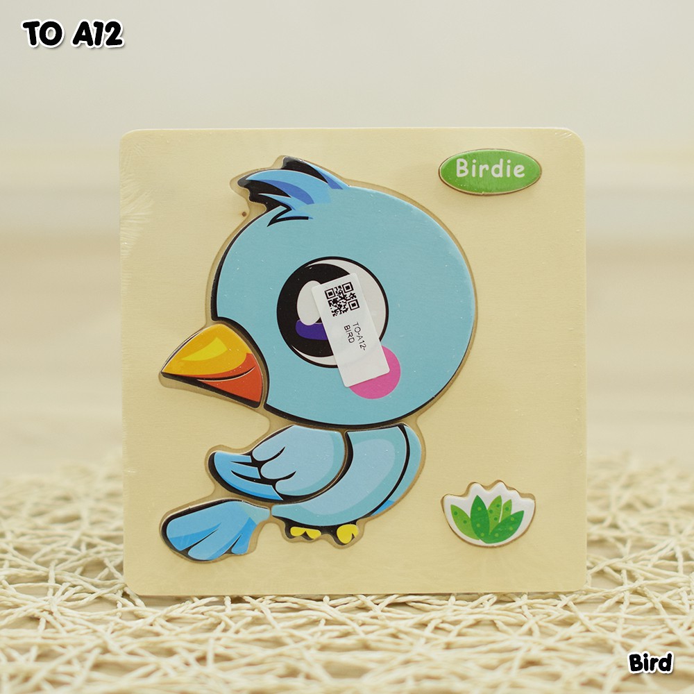 Mainan Puzzle Kayu TO-A12 tebal AMAN Besar & Kecil lucu Mainan Edukasi Edukatif genggam motorik Anak bayi balita Kids toys murah bagus-(A12) Bird
