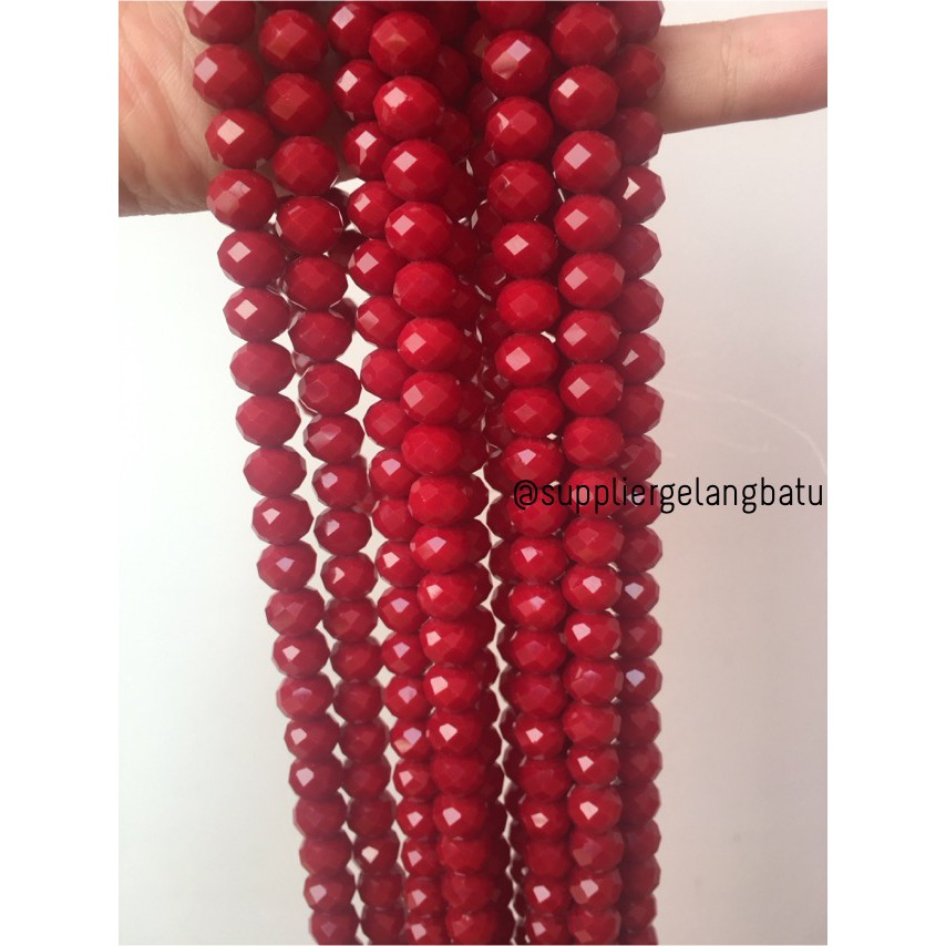 Crystal Ceko Doff 10mm MERAH MAROON beads manik donat rondelle grosir aksesoris fashion cewek wanita