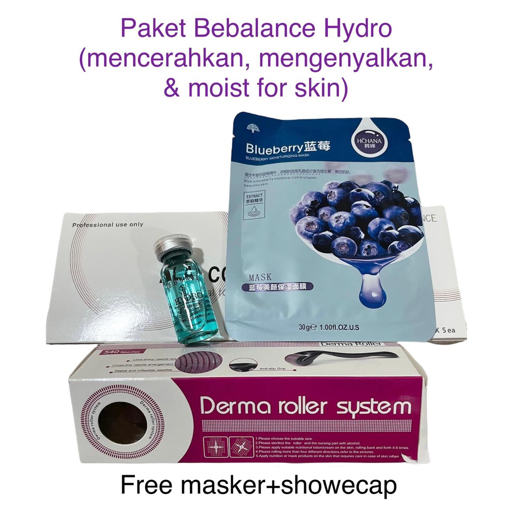 Paket dermaroller bebalance dan beautee Acne Scar Beaute Nano Scar brightening FREE DAN SHOWERCAP