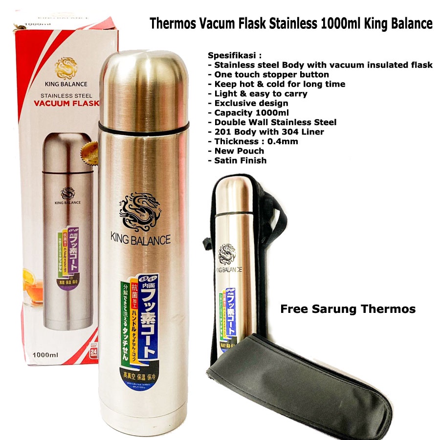 Thermos Air Panas Vacum Flask Stainless 1000ml King Balance