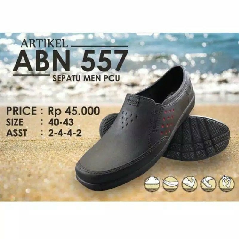 BB ATT ABN 557 SEPATU SLOP PRIA Sepatu Formal Tanpa Tali Bahan Karet Nyaman Dan Ringan