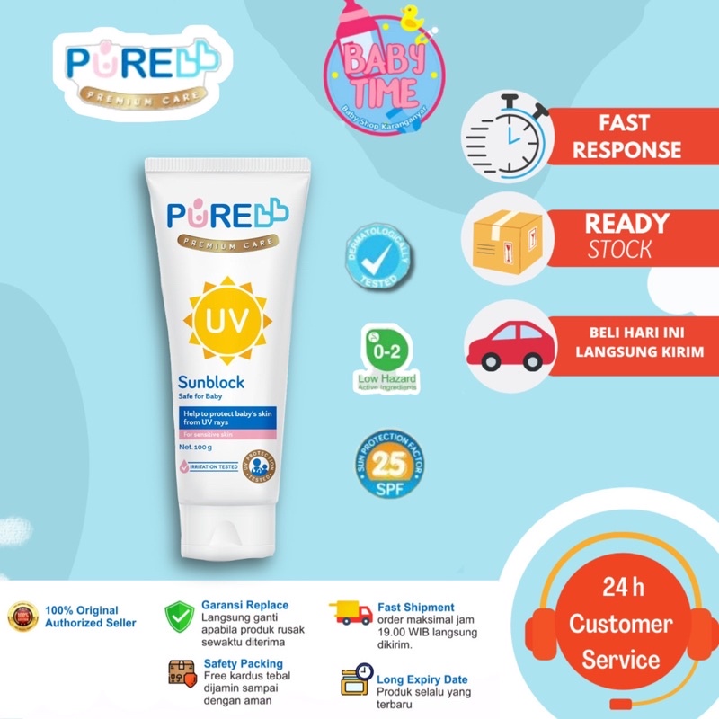 [BPOM] - Pure Baby Sun Block SPF25 100 gr Sunblock Krim Baby Pelindung Sinar Matahari PureBB Pure BB