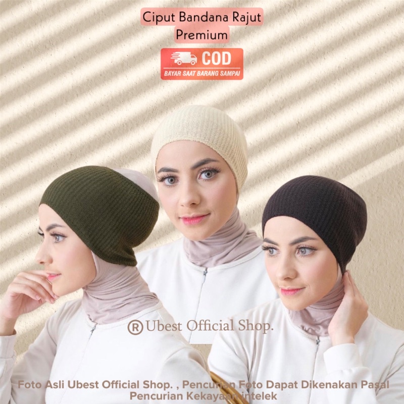 TERMURAH 8.8 Ciput Bandana Rajut / Bandana Rajut Premium / Ciput Bandana / Ciput Anti Pusing / inner Rajut Murah AR-RAHMAN