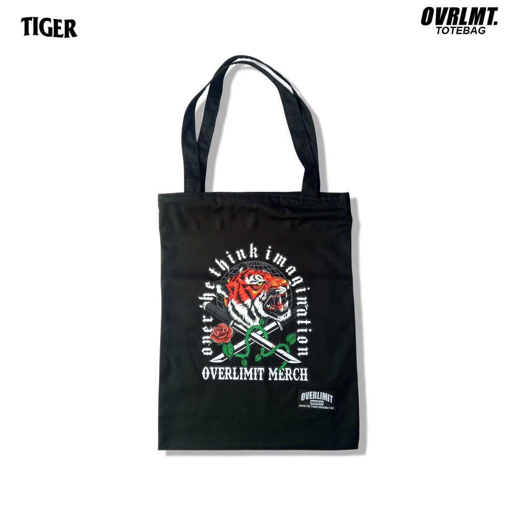 Tas Totebag OVERLIMIT Tote Bag Resleting Serba Guna / Totbag Distro Tas Tootbag Casual Tot Bag Motif Tiger