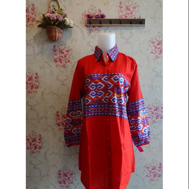 Tunik kombinasi batik