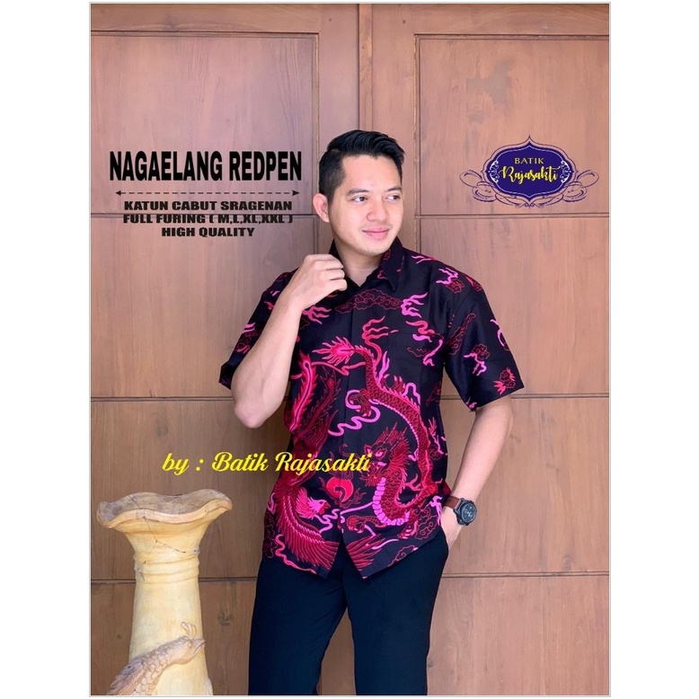 DISKON BESAR NAGAELANG REDPEN KEMEJA BATIK SOLO PRIA LENGAN PENDEK LAPIS FURING ATASAN PREMIUM MODER