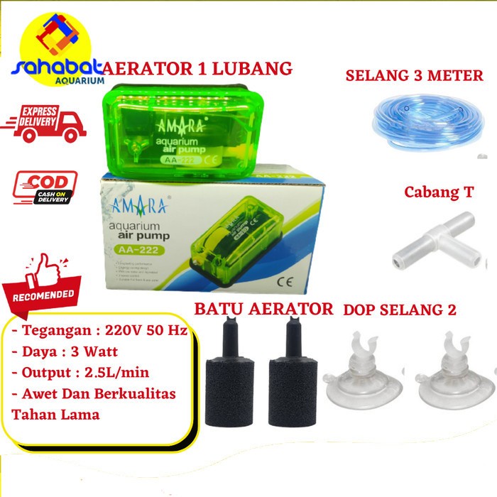PAKET 2 AERATOR 1 Lubang 2 Cabang Output Ke aquarium aquascape - Non Amara