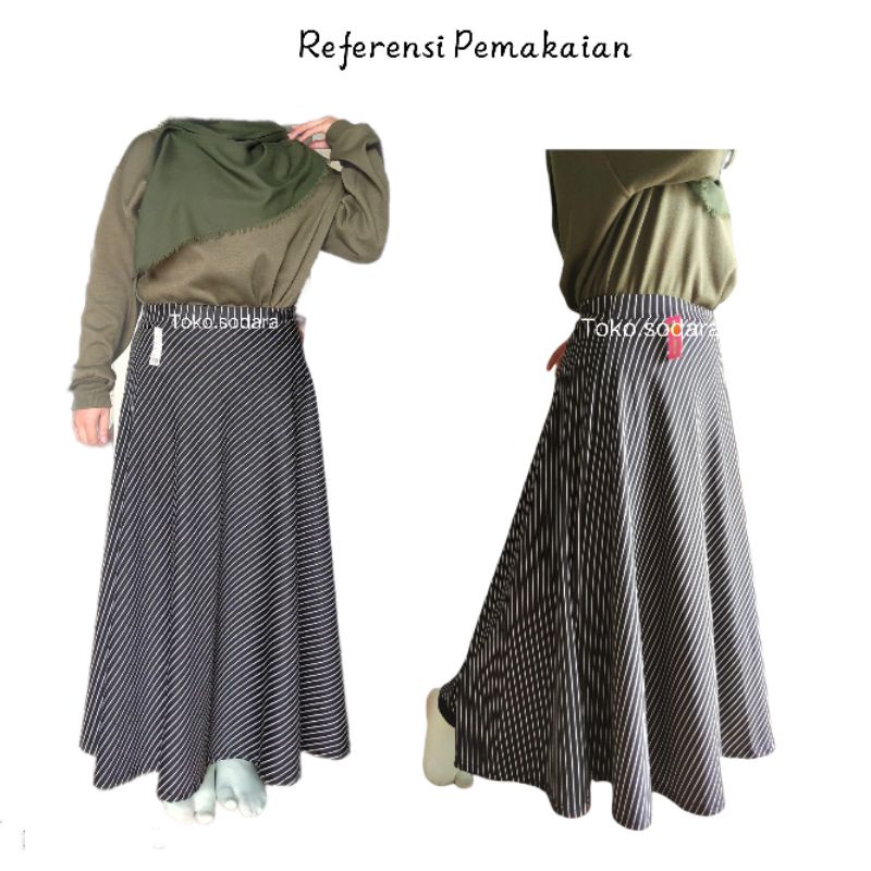 Murah!! Rok payung Scuba Motif Salur // Rok Mayung Salur // Bisa Cod