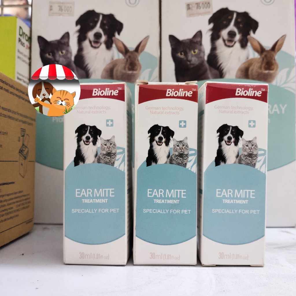 Bioline Ear Mite Treatment 30ml - Pembersih Dan Obat Kutu Telinga Kucing Dan Anjing