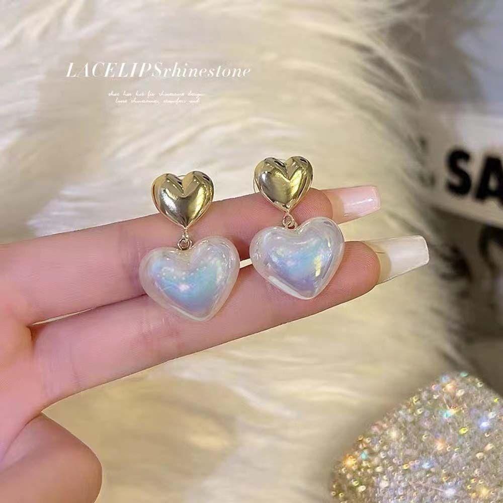 Mxbeauty Cinta Hati Stud Anting Sexy Hadiah Indah Perhiasan Gadis Lady Akrilik Gaya Korea Earrings